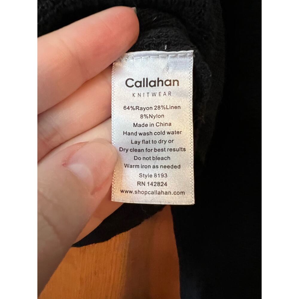 Callahan Knitwear Women's Button Up Linen Blend Sweater Long Sleeve Black Size S - Picture 6 of 9